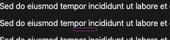 A thin purple-outlined bar at the bottom center of a page
